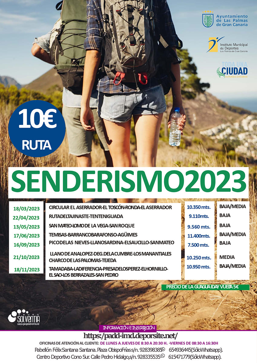 calendario de senderismo en Las Palmas de Gran Canaria